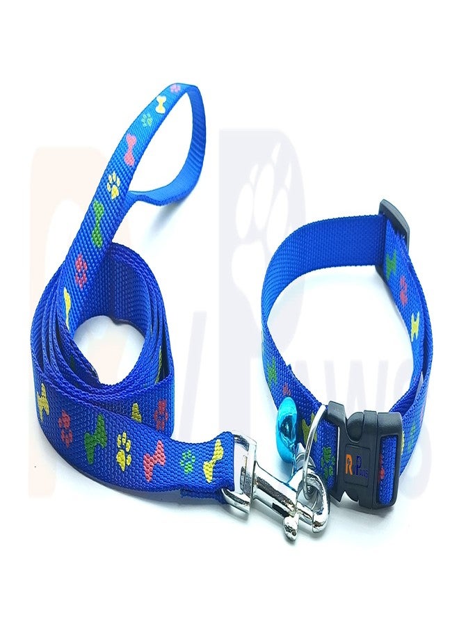 Pups&Pets Printed Nylon Collar Leash Set Adjustable 15 MM, Ideal for All Breed Small Dog & Puppies - (Blue, Pattern 03) - Image 4